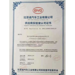 CHANGZHOU BONEN MOTOR TECHNOLOGY CO.,LTD Certifications