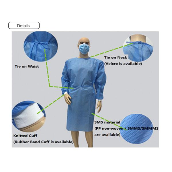 Fluid Resistant Medical Isolation Gowns , Multi Ply Non Woven Surgical Gown