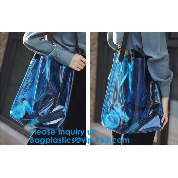 Women'S Clear Jelly Beach Bag Clear Transparent Pvc Shoulder Handbag Beach Shopping Swimming Durable Tote Bag
