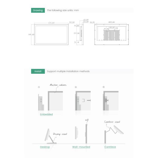 23.6" IP66 Waterproof High Brightness Industrial Touch Screen Panel PC All-In-One Tablet Industrial Computer