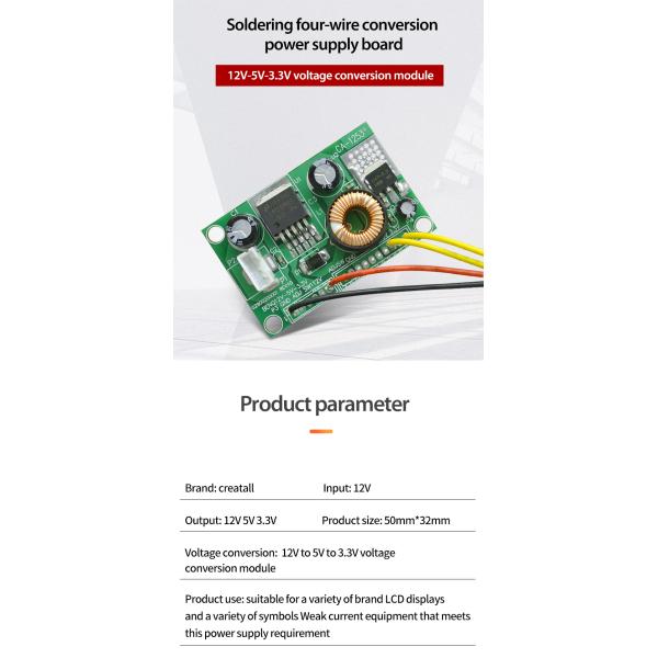 CA-1253 12V to 5V to 3.3V DC-DC Converter off Board LCD Power Supply Module Voltage Conversion Step-Down Wire DC-DC Power Supply
