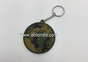 China Army uniform color style green key chains custom round bread shape keychain wholesale wholesale