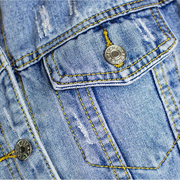 ​Oem Factory Manufacturer Custom Logo Distressed Cropped Jacket Vintage Wash Denim Coat