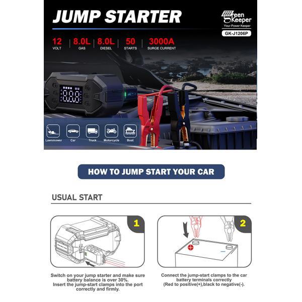 12V Type-C Car Battery Charger Jump Starter for Fast Charging Electric Auto Battery