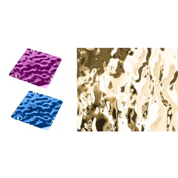 PVD Blue Water Wave Stainless Steel Panel Stamped Water Ripple Sheet For Wall