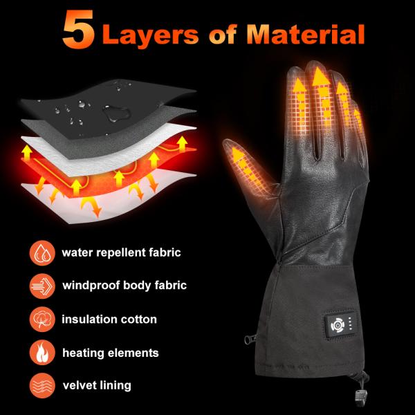 PU Rechargeable Heated Gloves Winter Waterproof Split Finger 5V USB DC 7.4v 12v 2200 2600 3000Mah