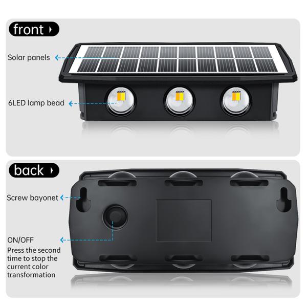 2 Mode RGB Wall Light LED Solar Powered Lights IP65 Color Changing