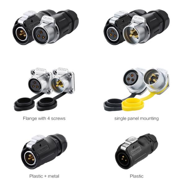 Cnlinko Connector M20 High Current Battery Connector 3 Pin Plastic and Metal IP68 Waterproof LED Connector