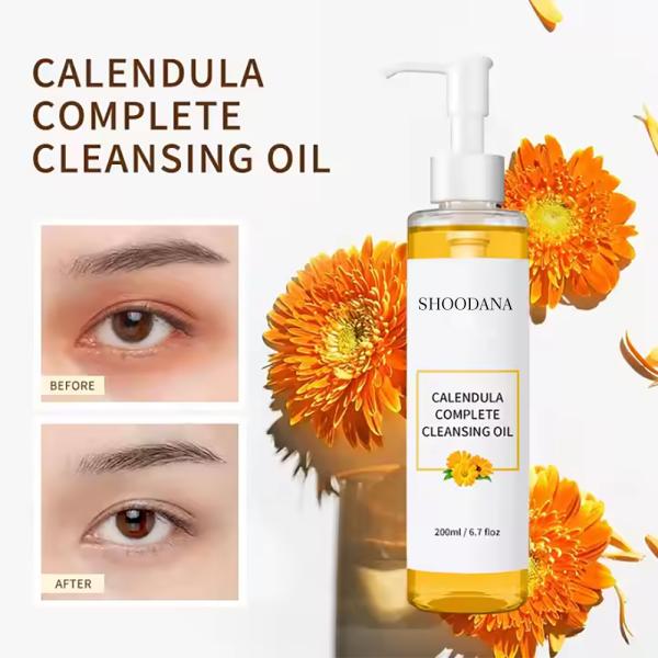 Private Label Natural Makeup Remover Oil OEM 200ml Vegan Deep Cleanser Organic Calendula Cleansing Oil for Face