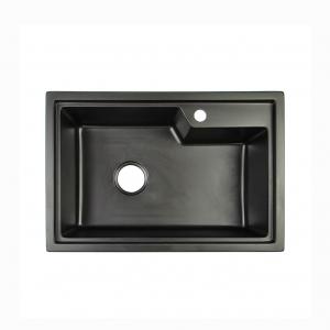 China Acrylic Resin Black Quartz Kitchen Sink With Drainboard 680*460mm wholesale