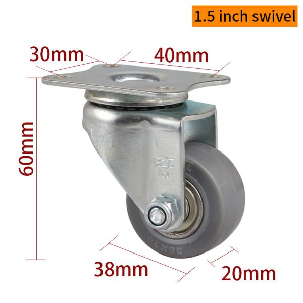 Zinc Coating Mini Caster Wheels 1.5 Inch 35kg Plate Rigid Plate Caster