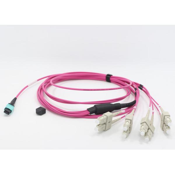 8F OM4 MPO Trunk Cable MPO Female to SC UPC 8F 50 / 125μm Fanout 2.0mm Magenta 5M Type B