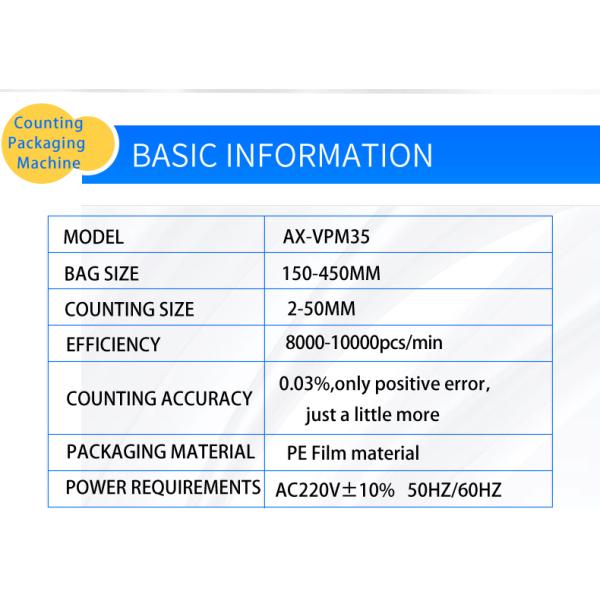 Automatic Bag Counting Packing Machine for Large Quantity Part Packing Easy Operation