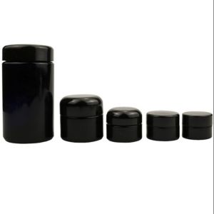 China Leakproof Glass Black Cosmetic Jars 8.8oz 35oz on sale