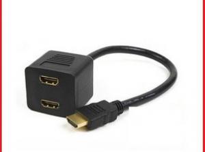 China 30CM HDMI Splitter Adapter 1 TO 2 PORT Gold Cable For DVD HD Projector Computer PC Multime wholesale