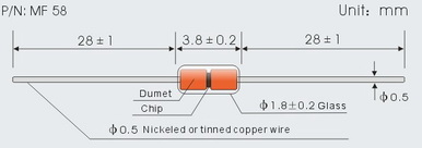 Vacuum Packed Encapsulated Glass NTC Thermistor 10K 3972 series