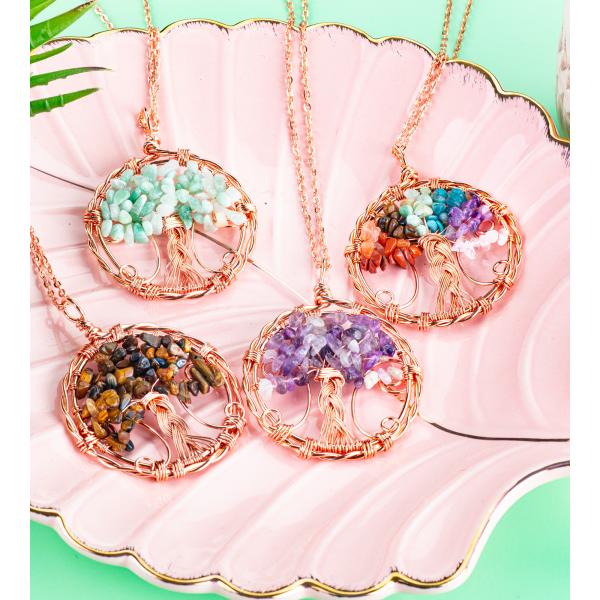 2.6*2.2inch/6.6*5.2cm Chakra Gemstone Necklace Release Anxiety