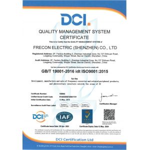 FRECON Electric (Shenzhen) Co., Ltd. Certifications
