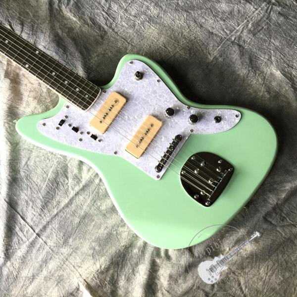 Customized Quality Electric Guitar in Light Green Color with White Hardware