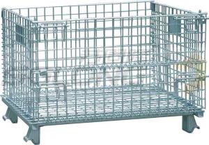 China Foldable Galvanized Wire Container Storage Cages , Mobile Storage Cages With Side on sale