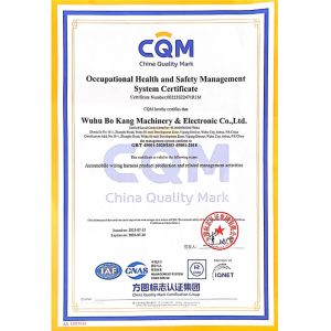 Wuhu Bokang Machinery & Electronic Co, Ltd. Certifications