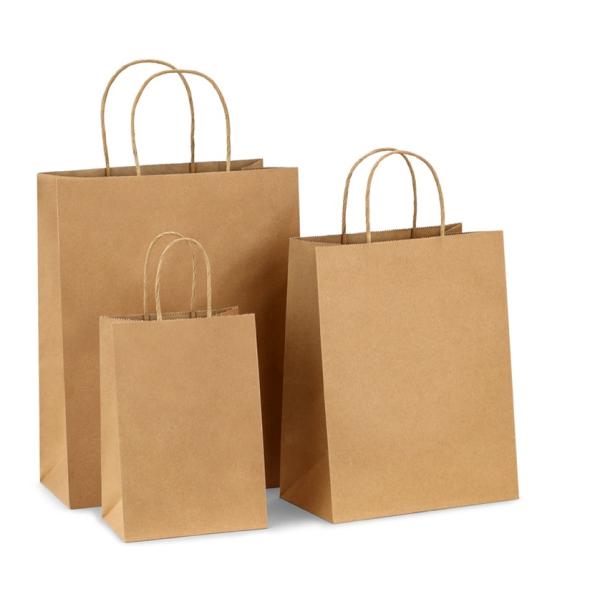 40gsm 15x21x8cm Kraft Paper Shopping Bag Custom Printed Logo With Handles 130g