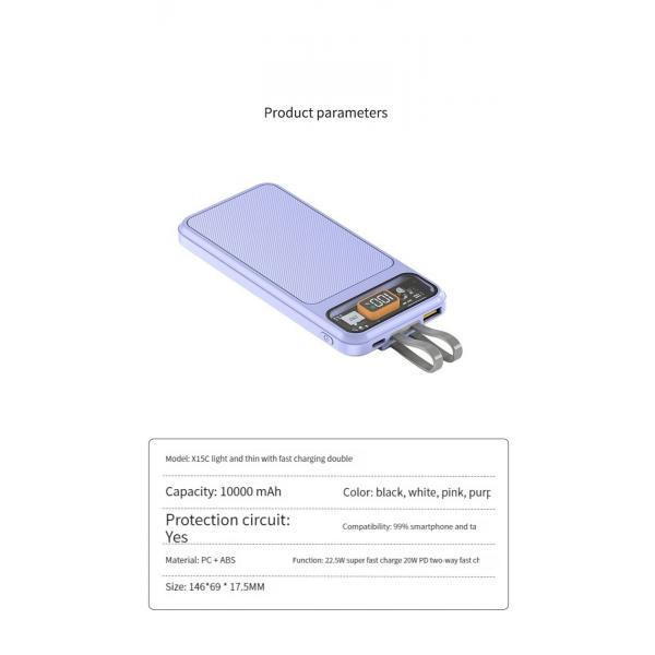 Mobile Phone Power Station 10000mAh Real Capacity Fast Charging 22.5W Quick Charge Support