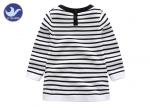 Cotton Knitted Girl Striped Dress , Black And White Childrens Dresses Long