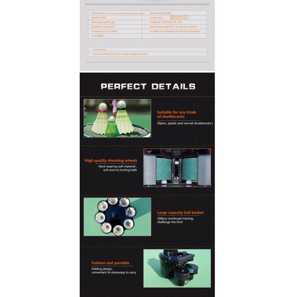 S3025 Shuttlecock Badminton Feeder Machine Beginner Level Speed Adjustable