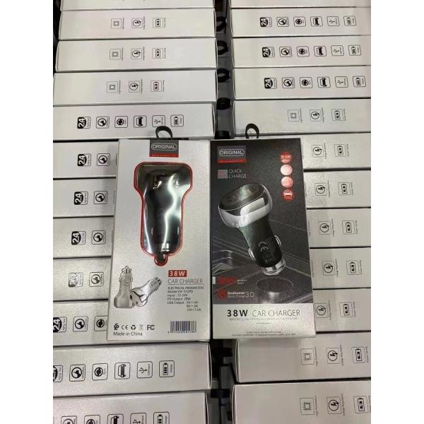 38W QC3.0 USB Portable Car Charger 20W PD Fireproof Short Circuit Protection