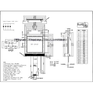 3.3V Power Supply COG LCD Module STN Positve 128*128 Dots NT7541 Driver