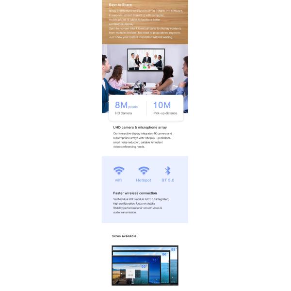 75Inch Interactive Digital Whiteboard For Online Teaching 350cd/M2