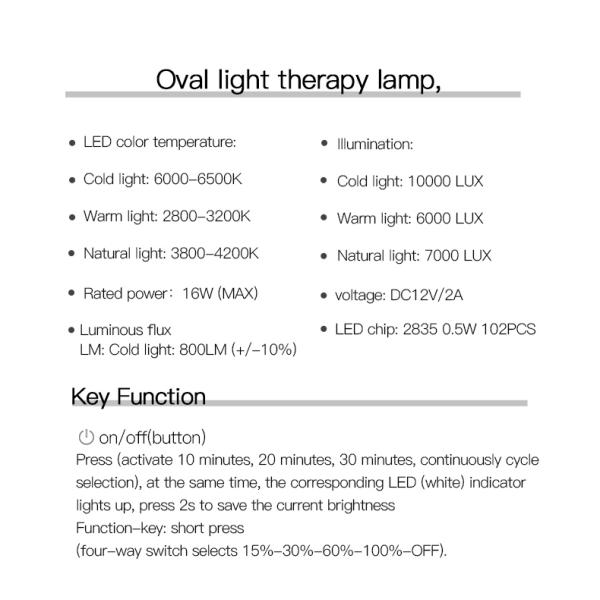 High Luminosity SAD Therapy Lamp for Seasonal Affect Disorder with 3 Different Intensity Levels and UV Free GK-GQ-L1