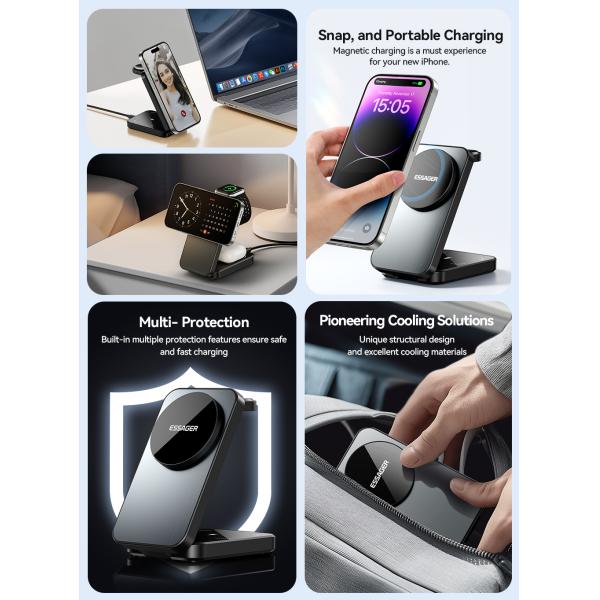 ESSAGER OJD-112 Series Desktop Cell Phone Wireless Charging Station OTP