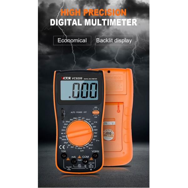 VC9208 Manual Range Digital Multimeter LCD Display With Backlight