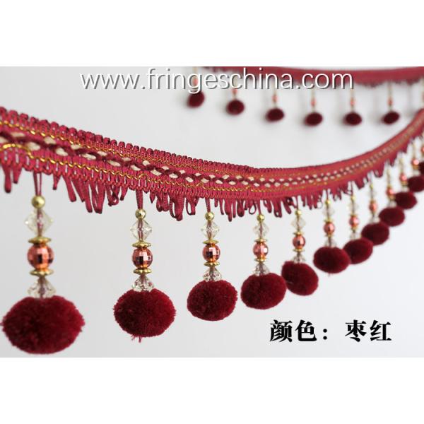 Machine producing OEM wholesale beautiful trimmings beaded pom pom fringes