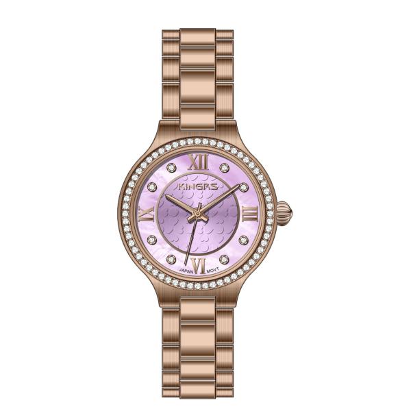 Full Stainless Steel Rose Gold Watch For Ladies , Quartz Wrist Watches