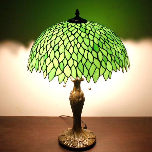 Green Leaf Stained Glass Crystal Table Light Reading Light Stained Glass Table Lamp For Living Room Indoor Bedroom Light