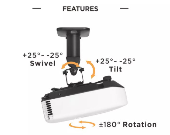 black Steel Rotate Projector Ceiling Mount Hanging Bracket