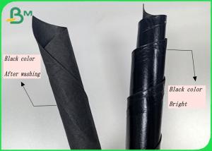 China Width 150cm×110yard Fiber 0.55mm Black Color Washable Kraft Paper For Hand Bags wholesale