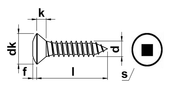 DIN7983 A2 SS 304 Stainless Steel Self Tapping Screws SQ Drive Raised Head Inox