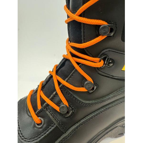 Black Cowhide Leather Work Firefighter Safety Boots Rubber Sole Steel Toe