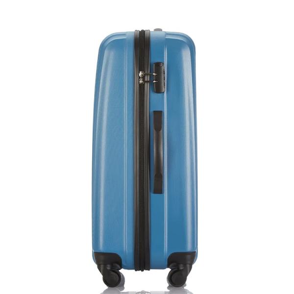 Multi-Function Blue Durable PC Carry Suitcases Luggage Front Open Travel Boarding Trolley Case Embossed Vertical Stripe
