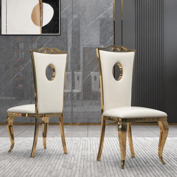 Luxury Grey Leather Dining Chairs No Wheels With A Backrest