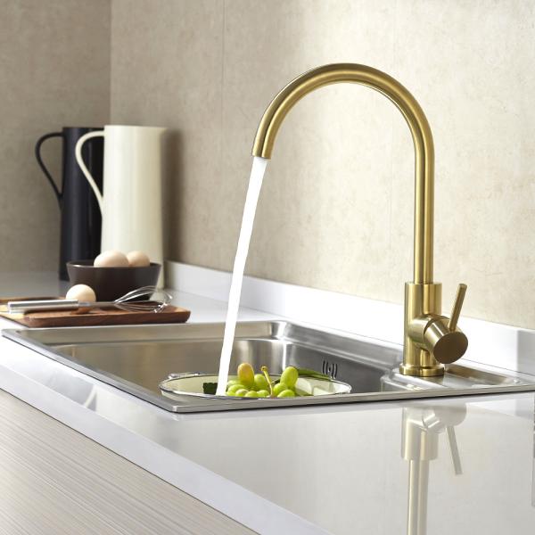 Saniary Ware Fittings Steel 304 Or 316 Body Kitchen Faucets Deck Mounted Single Hole Gold Color Faucet