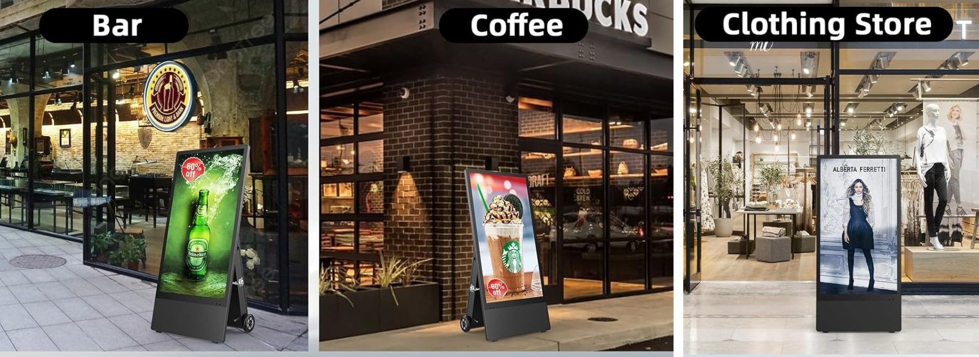 Outdoor Digital Signage with 2000nit High-Brightness Display and 10-Point IR Touch for Battery-Powered Mobile Advertising