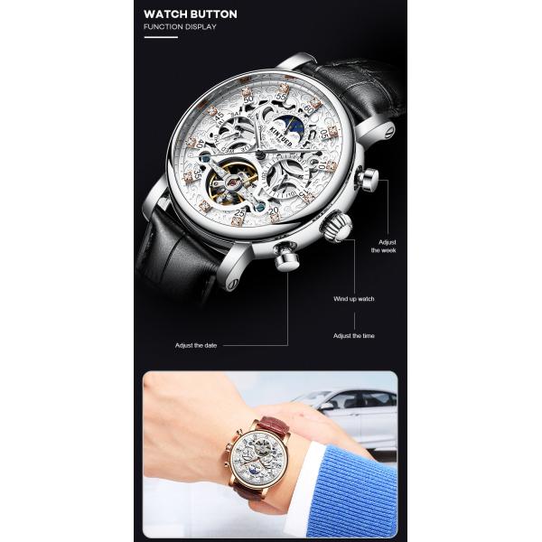 KINYUED New Style Watches Men Luxury Watch Movement Mechanical Watch Mechanical Tourbillon