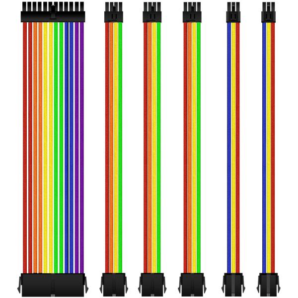 18AWG 30CM Cable Extension Kit Power Supply Cable Sleeves ATX 1*24Pin,1*CPU4+4Pin,2*PCI-E 6+2Pin 2*PCI-E 6Pin customization