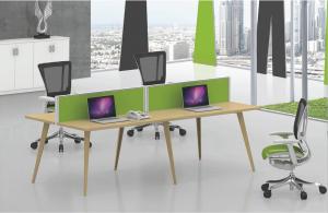 China Transfer yellow color 4 person face to face cluster MDF and MFC wooden desk wholesale