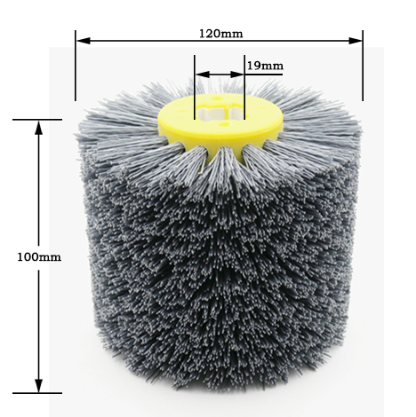 Nylon Abrasive Roller Brush Wheel Industrial Cylinder Brush for Woodgrain Grinding